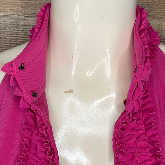 Joseph Ribkoff Sleeveless Ruffle Keyhole Neckline Dress Fuchsia Pink Size 4 NWT - Picture 7 of 10